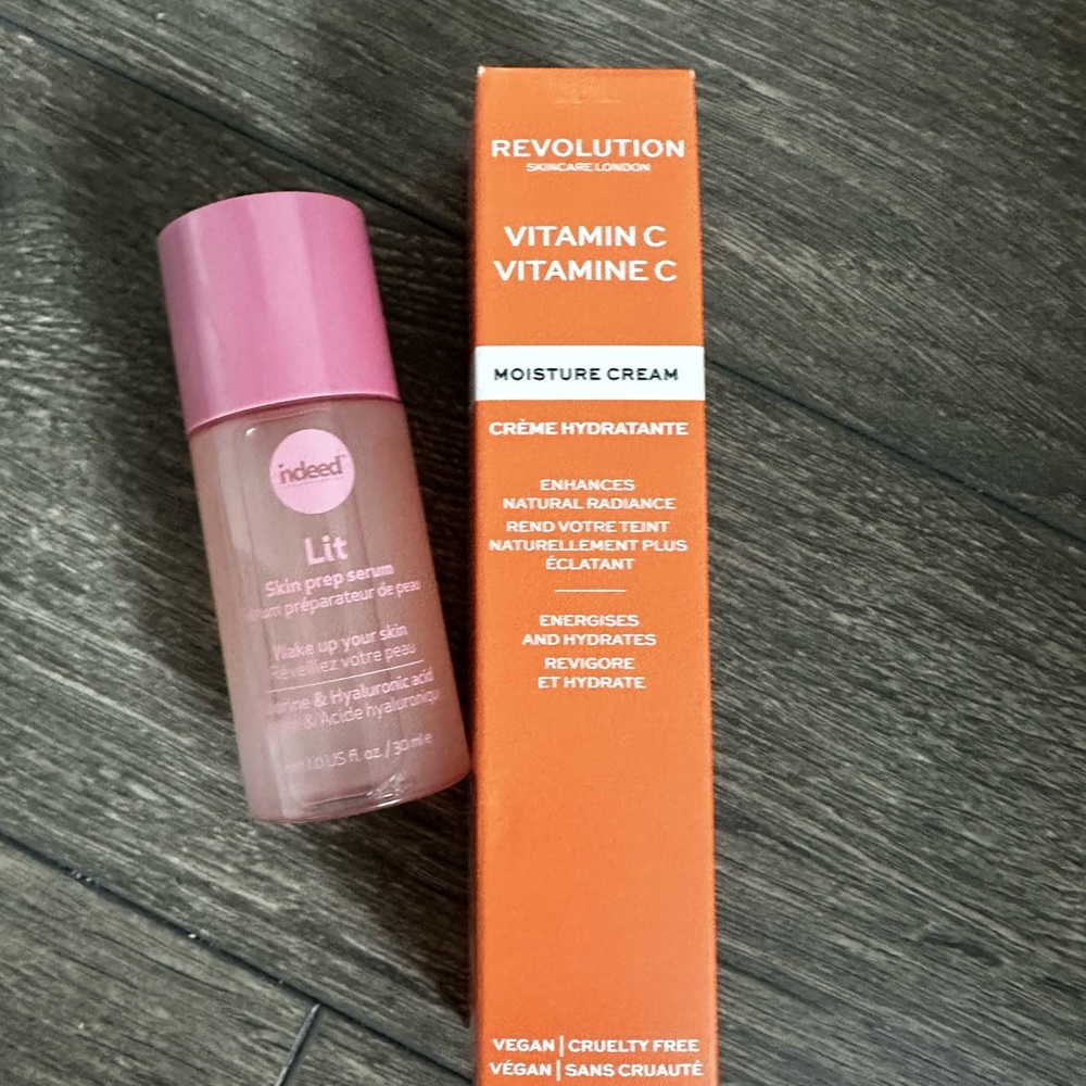 Revolution Vitamin C Moisture Cream and Indeed Skin Prep Serum - Brand New